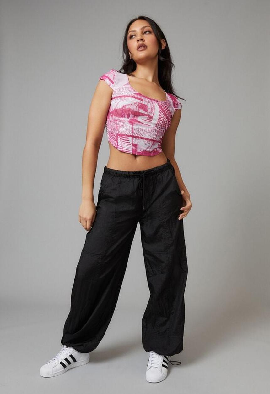 Factorie - Short sleeve mesh corset - collage/raspberry rose