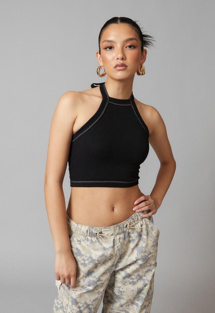 Factorie - Tie up halter tank - black/white