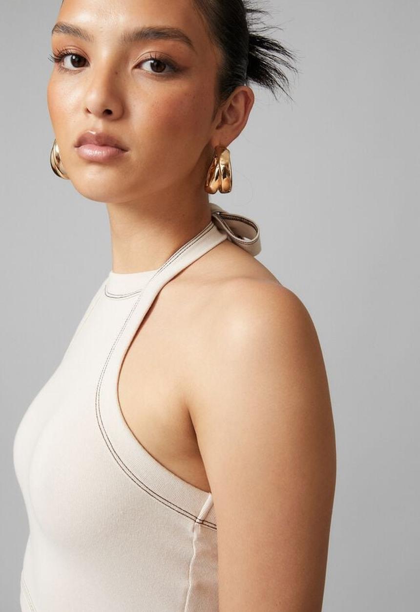 Factorie - Tie up halter tank - light stone/deep mahogany
