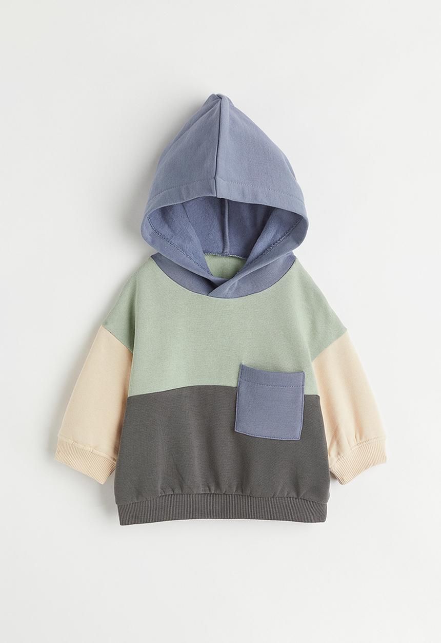 H&M - Block-coloured hoodie - light green/block-patterned