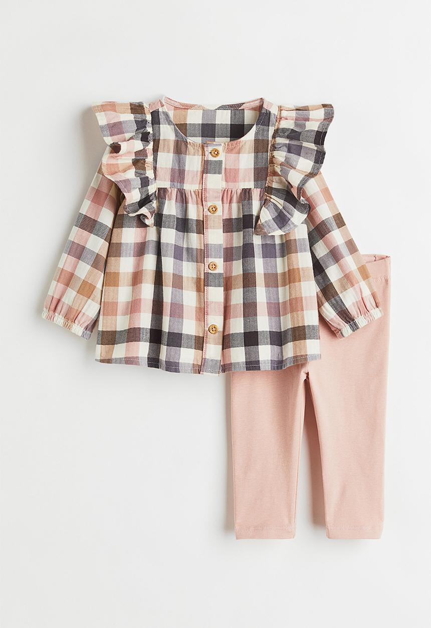 H&M - 2 Piece cotton set - pink/checked