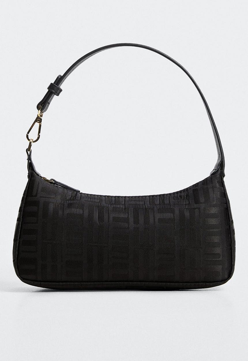 MANGO - Logo textured bag - black