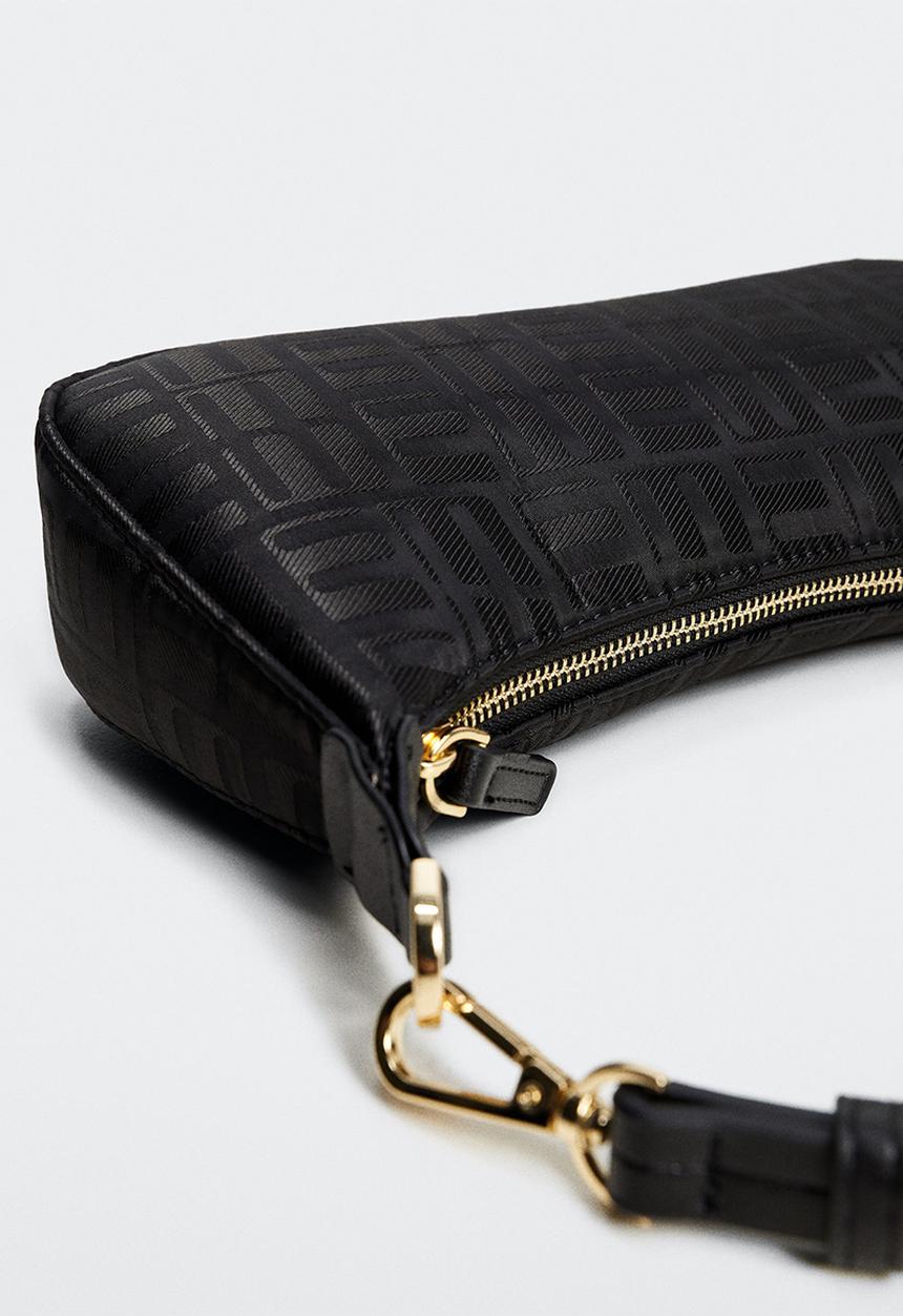 MANGO - Logo textured bag - black