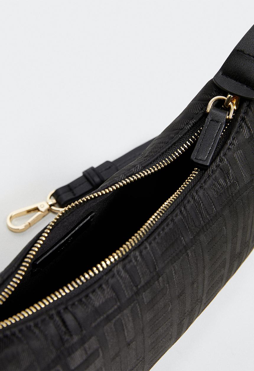MANGO - Logo textured bag - black