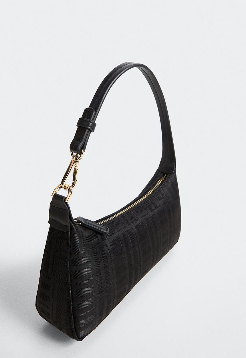MANGO - Logo textured bag - black