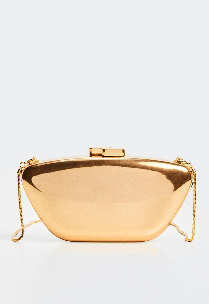 MANGO - Metallic clutch bag - gold