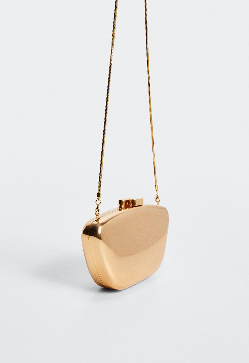 MANGO - Metallic clutch bag - gold