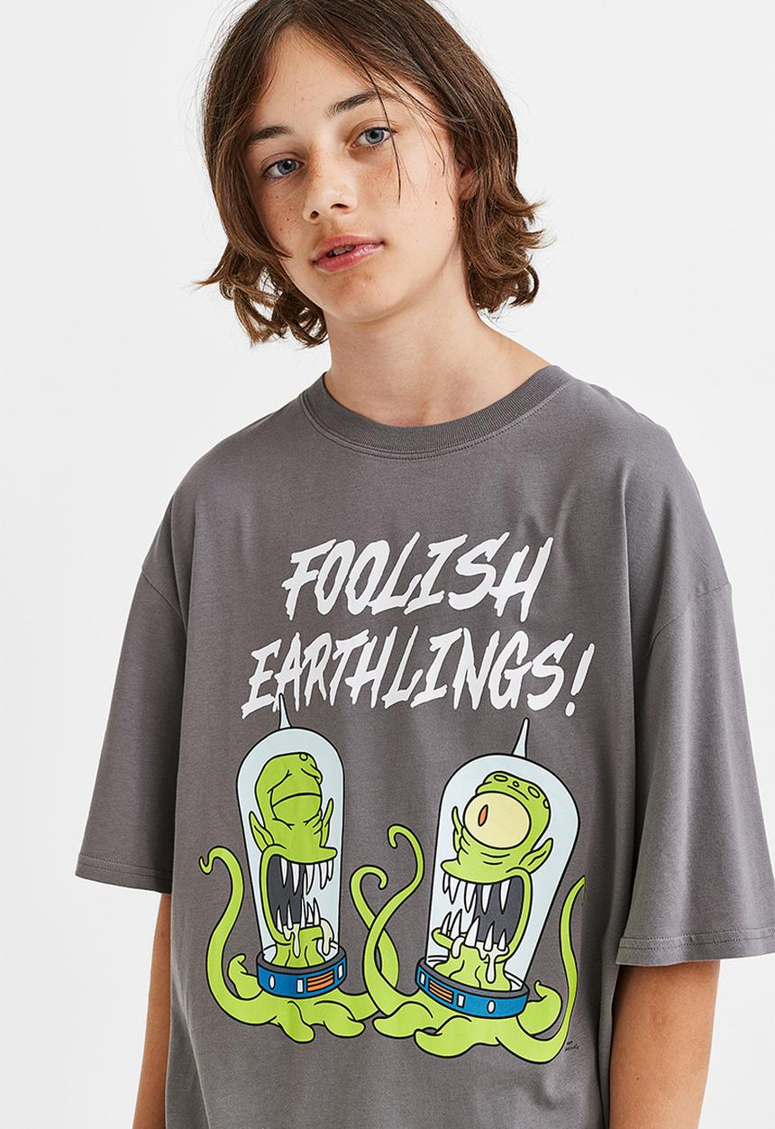 H&M - Oversized printed T-shirt - grey/the simpsons