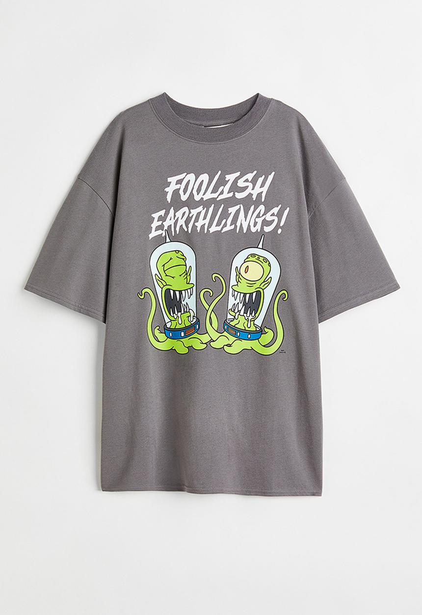 H&M - Oversized printed T-shirt - grey/the simpsons