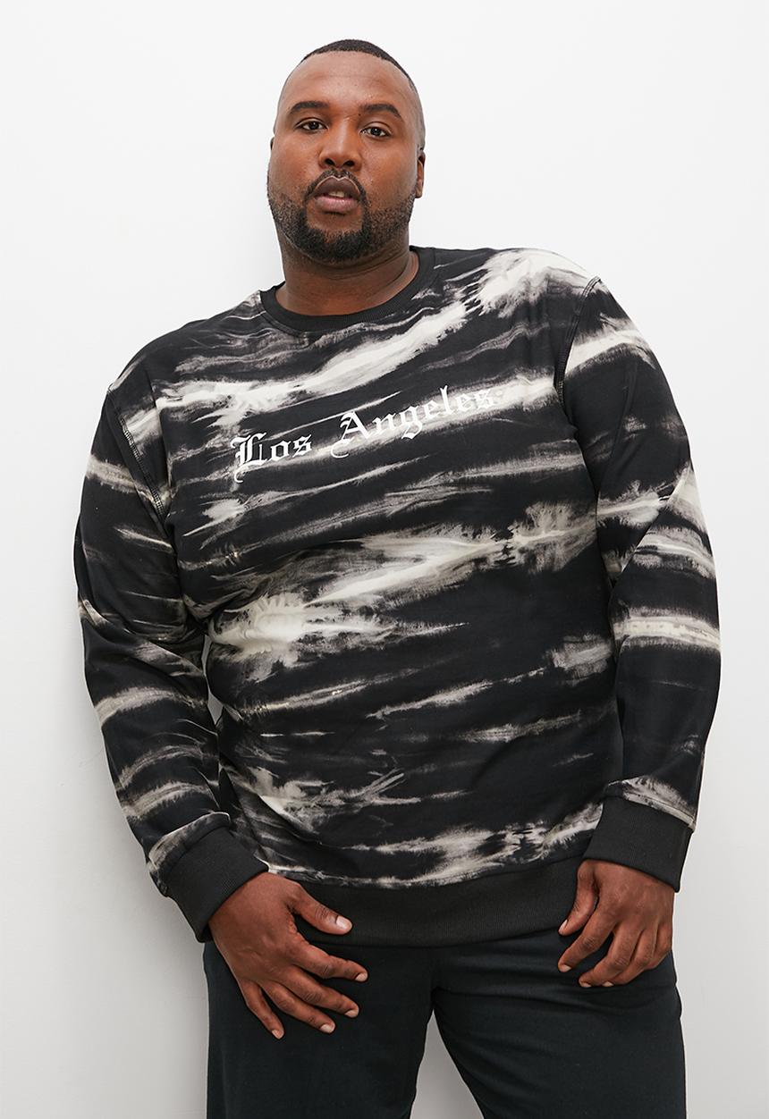 Superbalist - Plus acid wash sweat crew top - charcoal