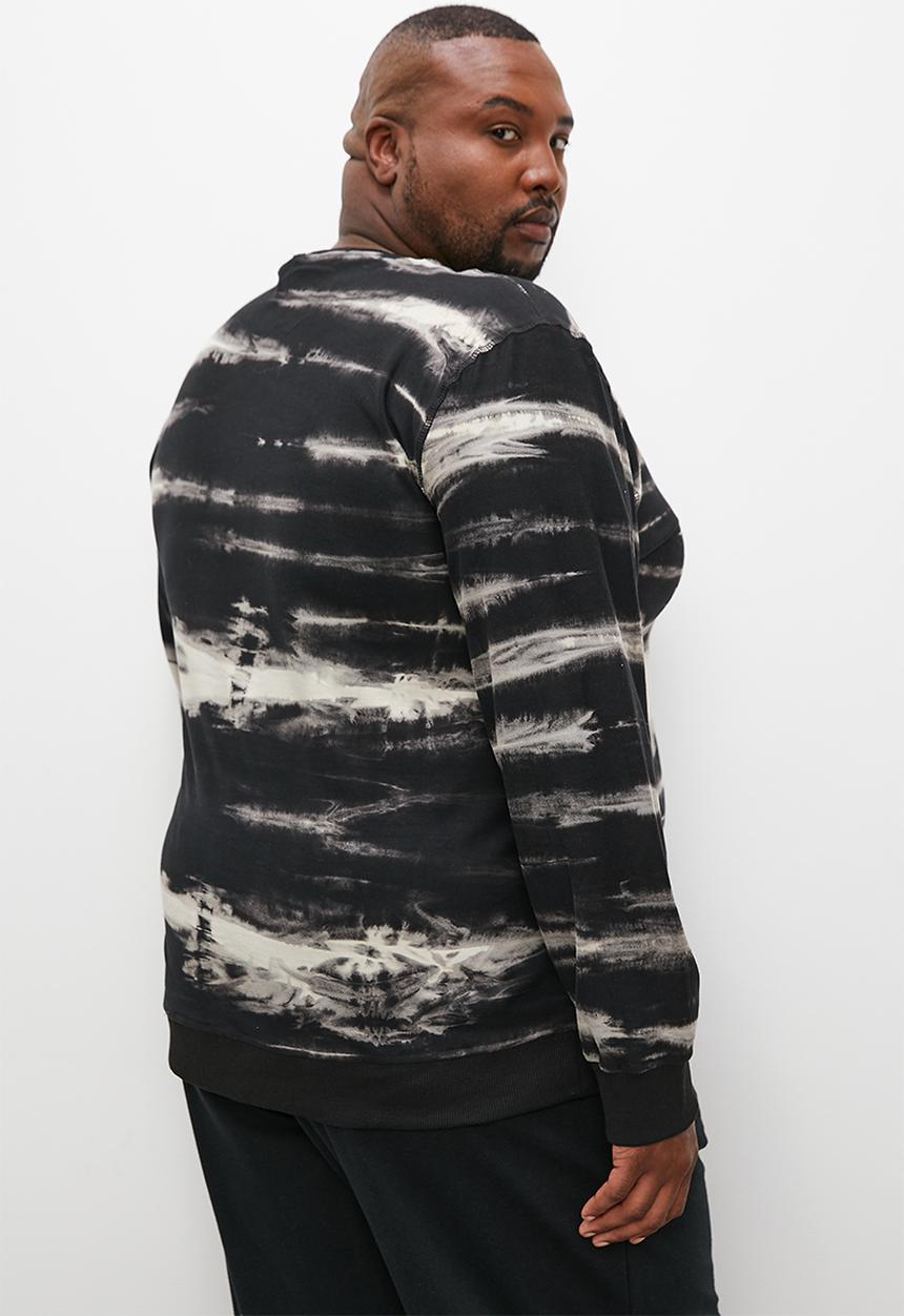 Superbalist - Plus acid wash sweat crew top - charcoal