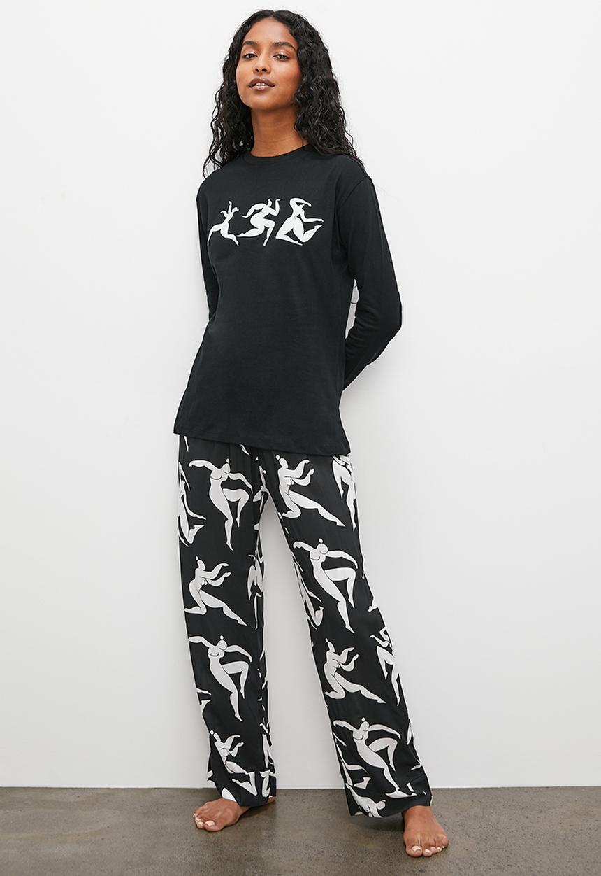 Superbalist - Long sleeve top & pants set - black & white