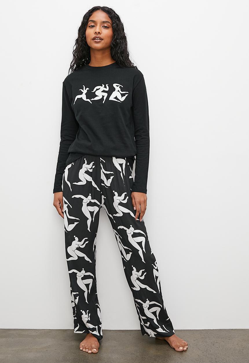 Superbalist - Long sleeve top & pants set - black & white