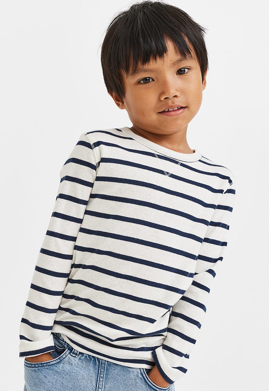 H&M - 2 Pack jersey tops - dark blue/striped