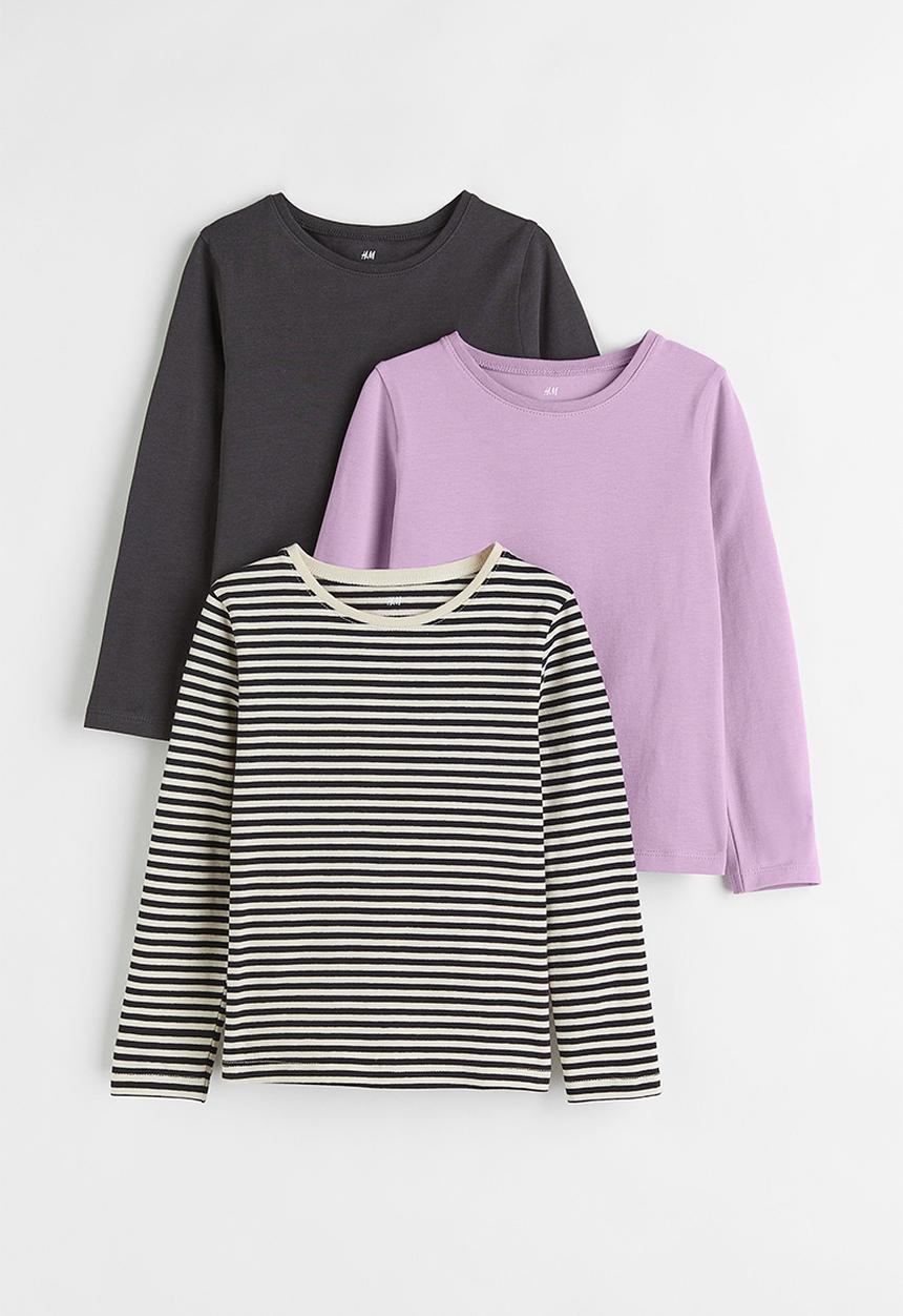 H&M - 3 Pack long sleeved tops - black & purple