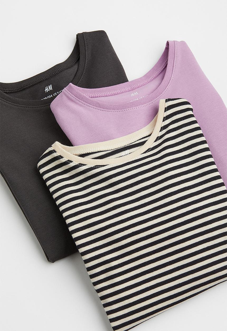 H&M - 3 Pack long sleeved tops - black & purple