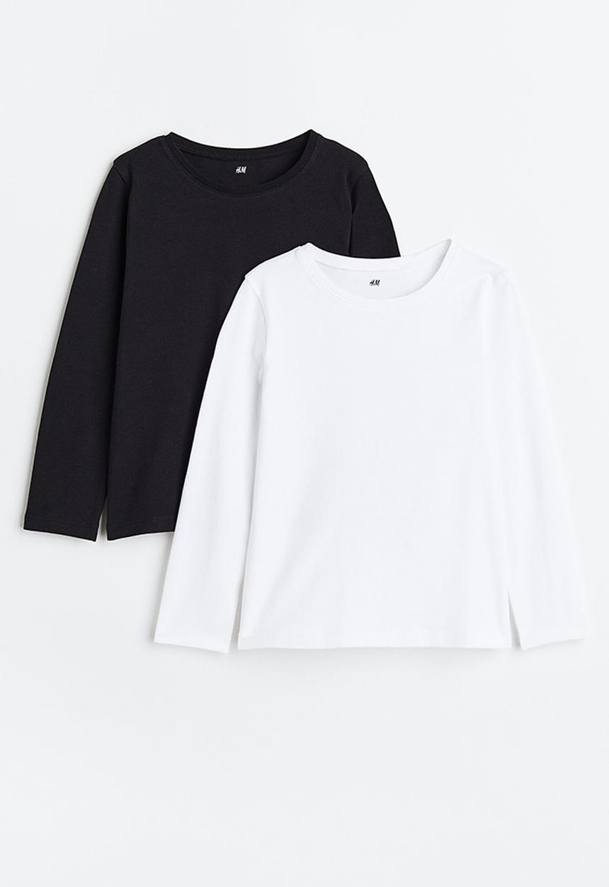 H&M - 2 Pack long sleeved tops - white & black