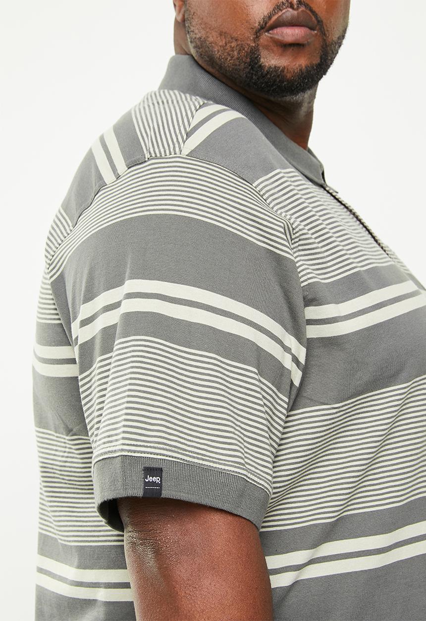 JEEP - Plus yd multi stripe golfer  - olive/khaki