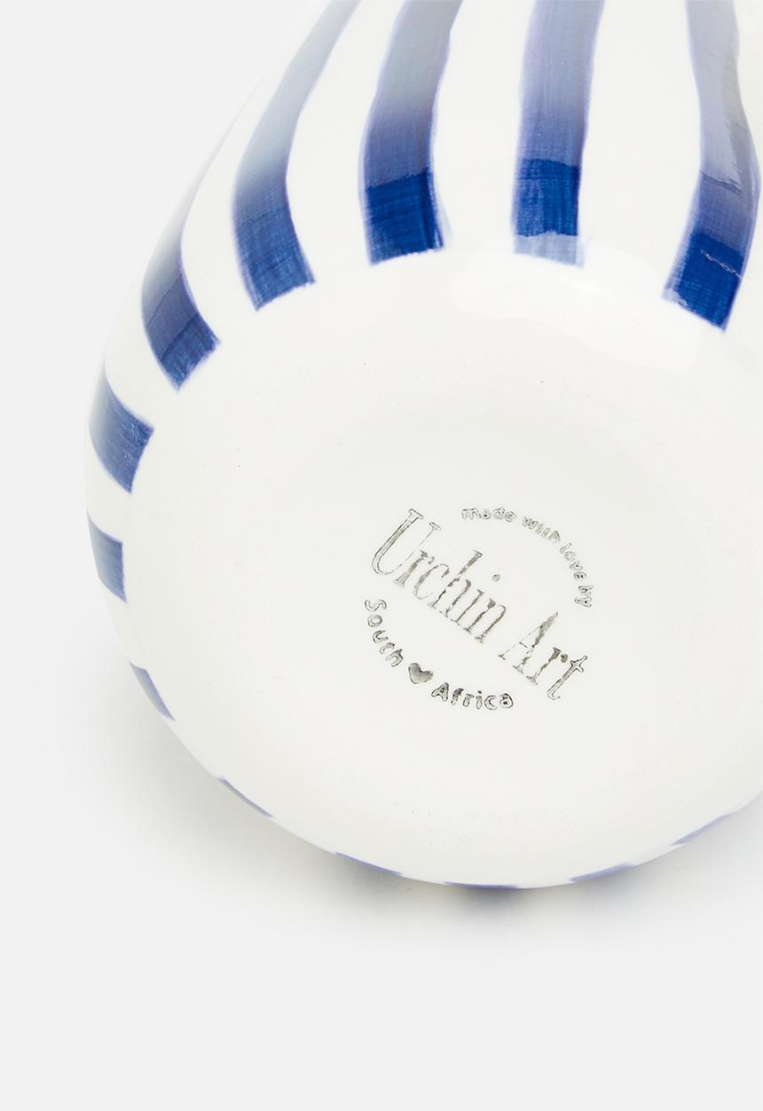 Urchin Art - Matt pitcher - blue and white