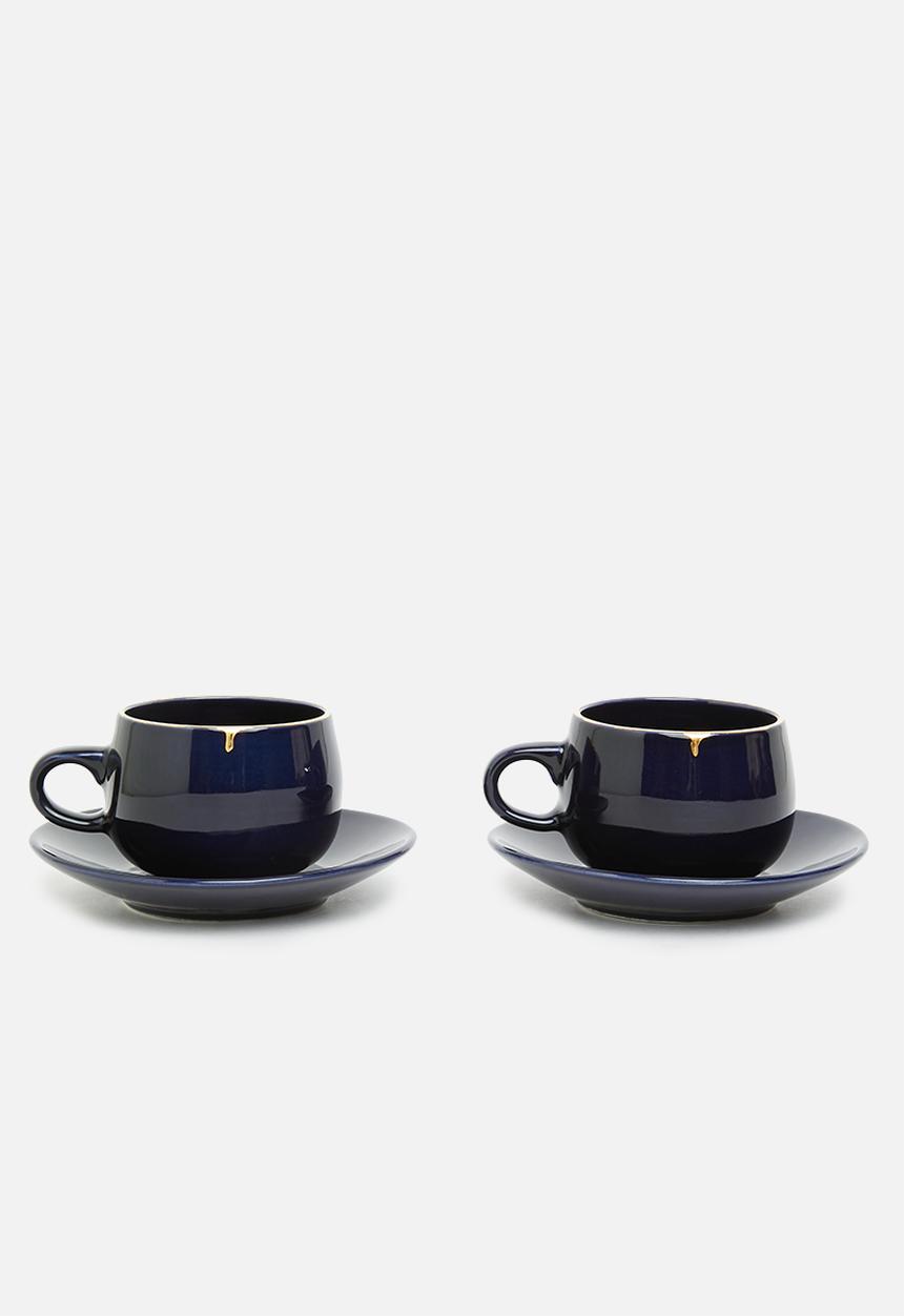 Urchin Art - Keston teacup set of 2 - midnight blue