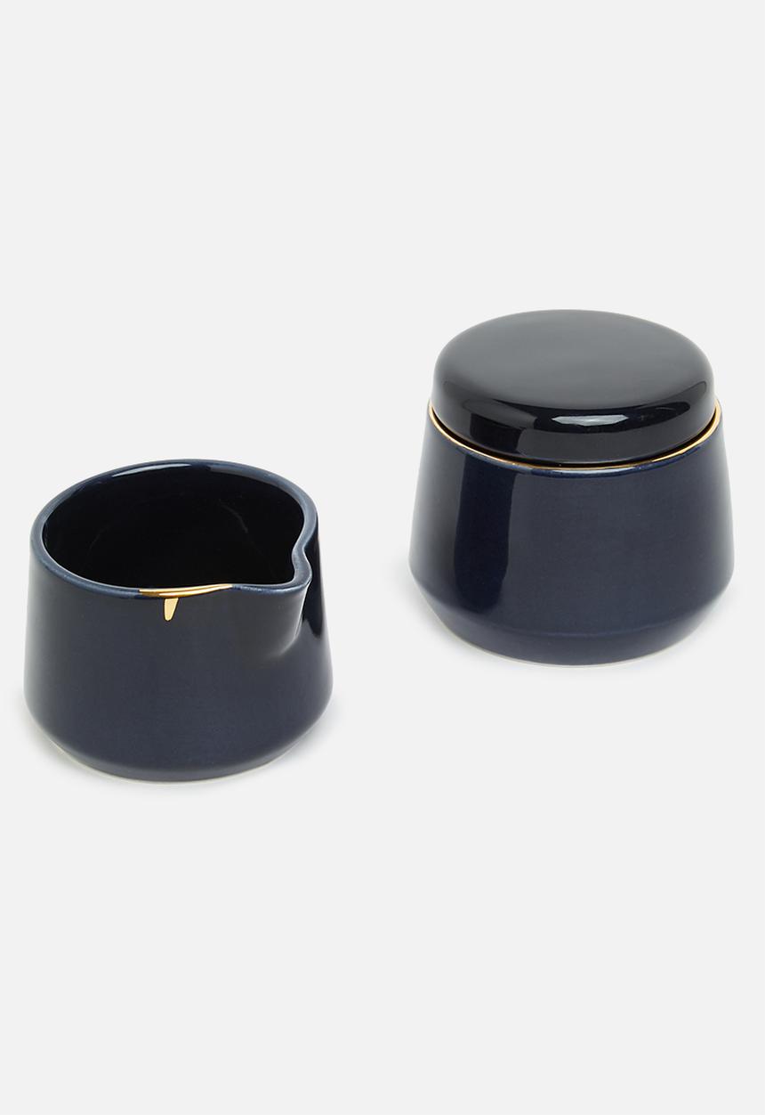 Urchin Art - Keston sugar pot and creamer  - midnight blue
