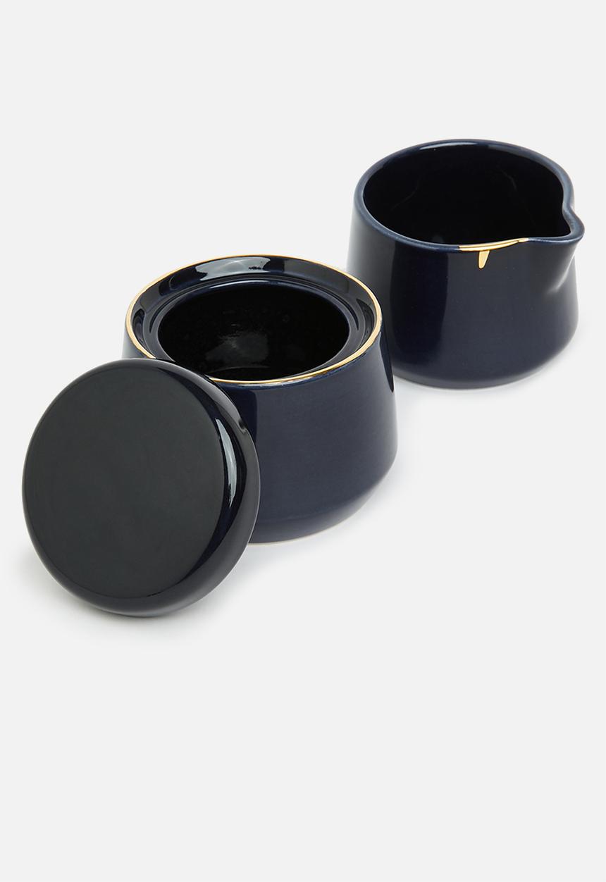 Urchin Art - Keston sugar pot and creamer  - midnight blue