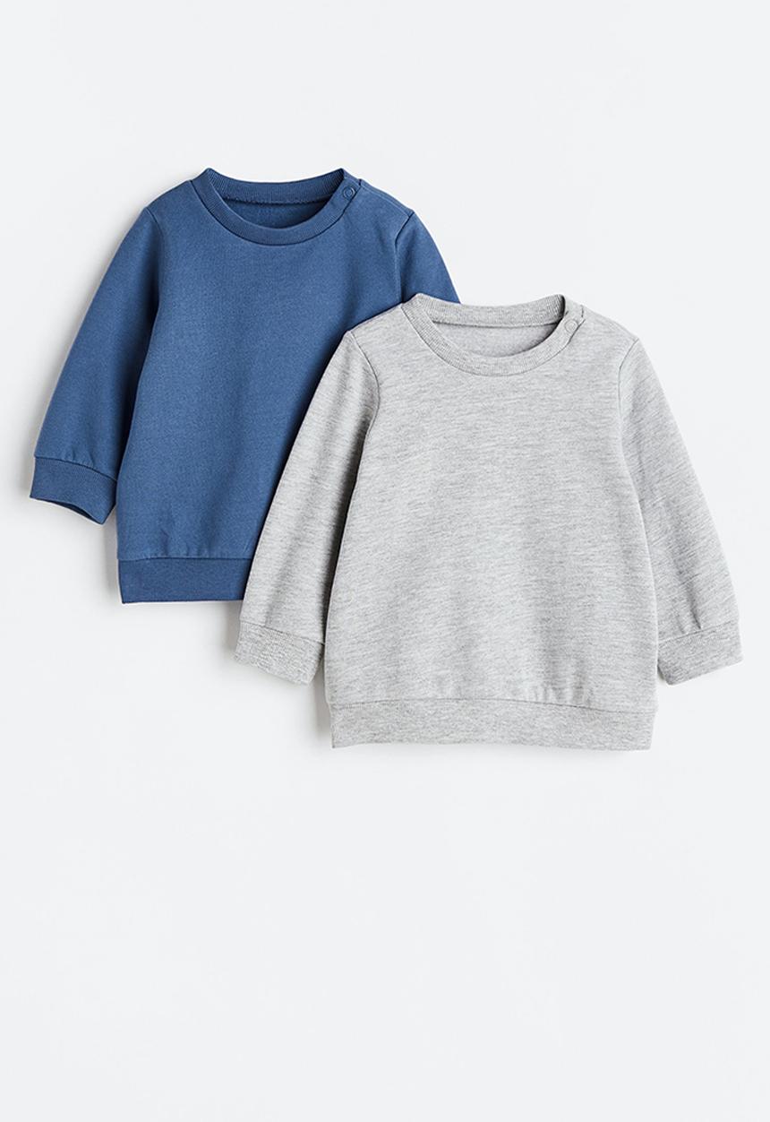 H&M - 2 Pack cotton sweatshirts - blue & light grey marl