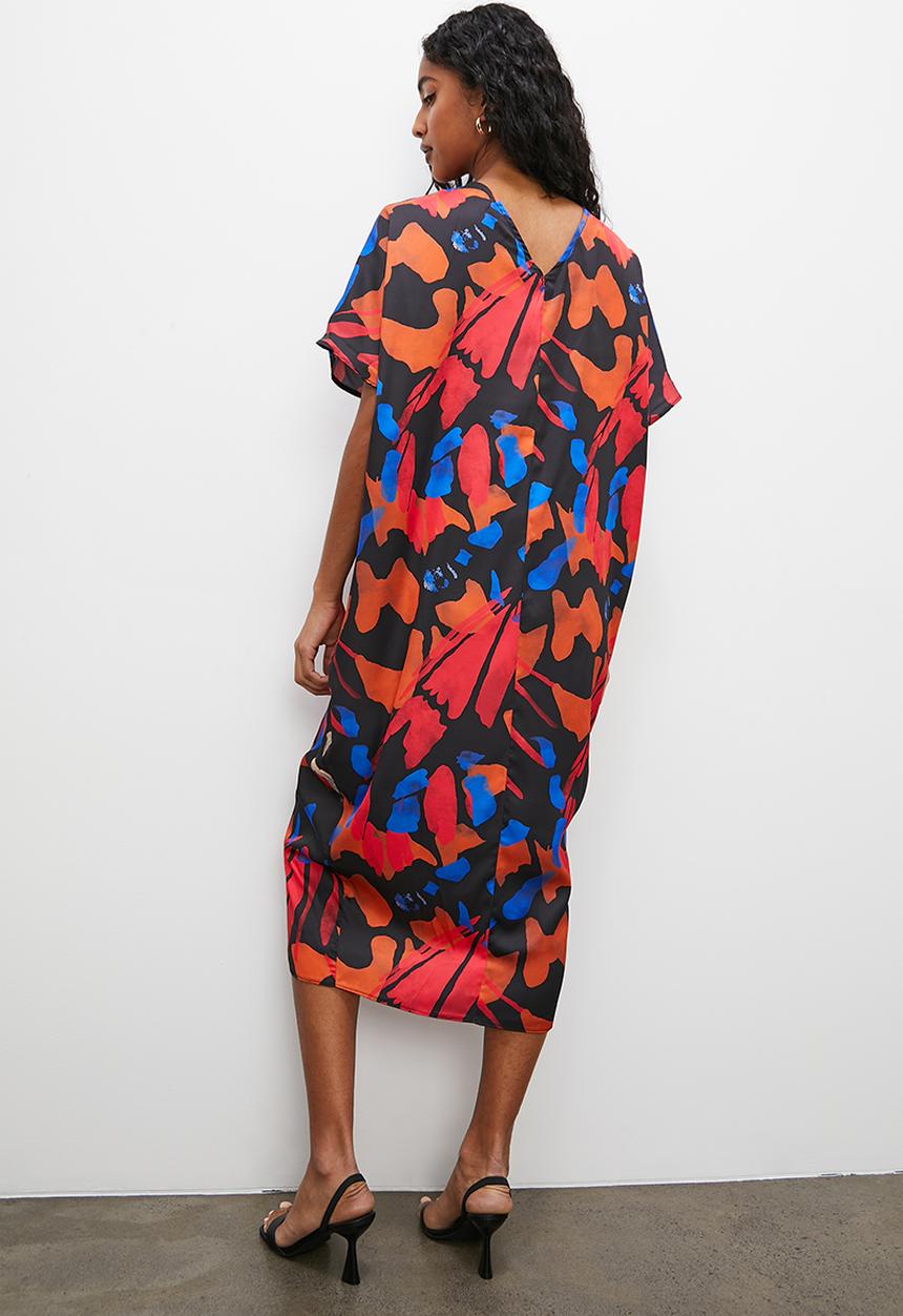 Superbalist - Printed satin kaftan dress - large scale butterfly