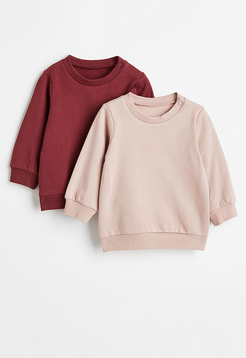 H&M - 2 Pack cotton sweatshirts - light pink & dark red