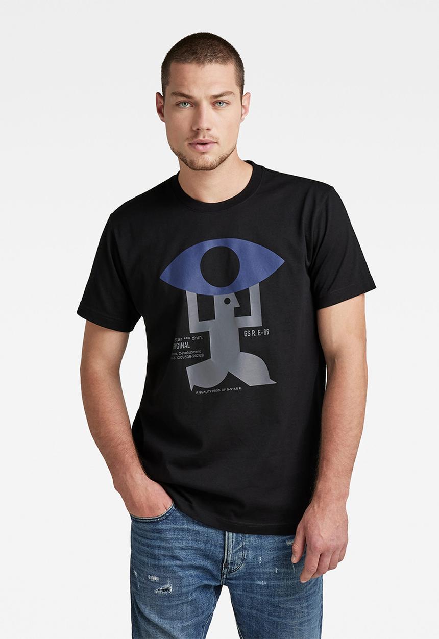 G-STAR - Canoe colorblock r t - black