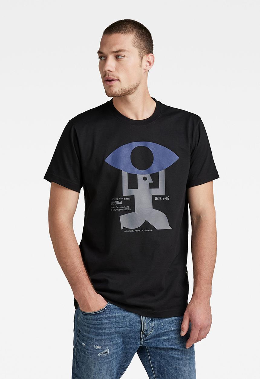 G-STAR - Canoe colorblock r t - black