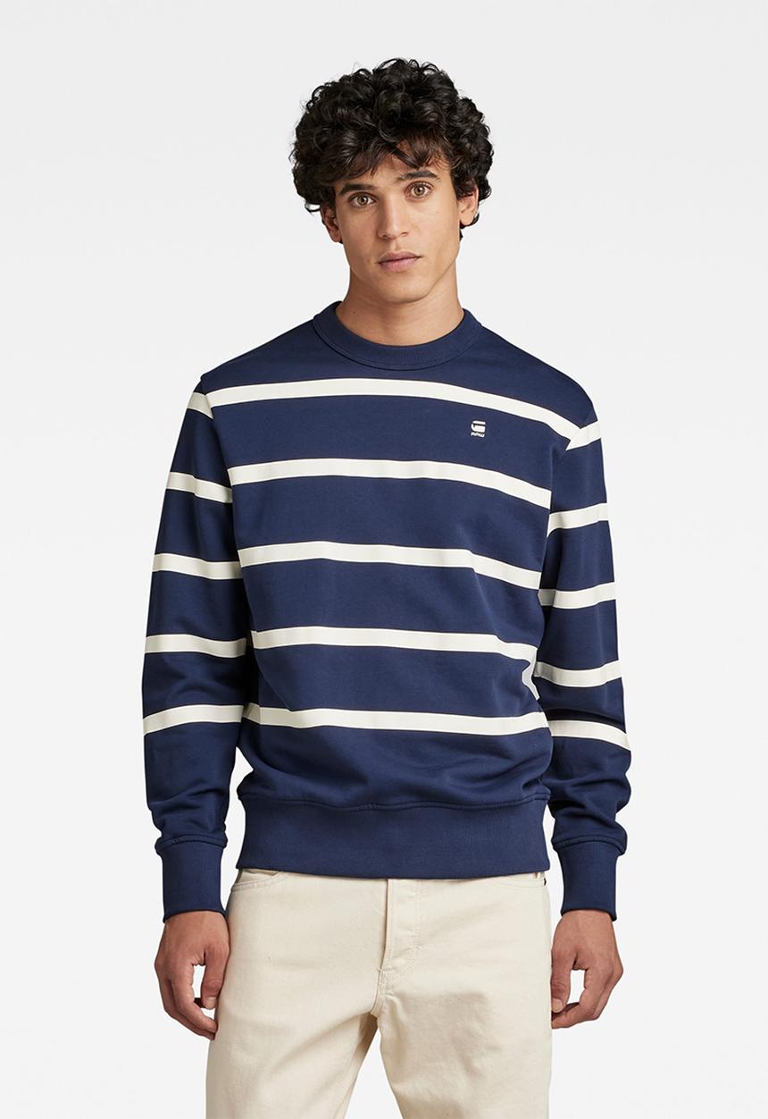G-STAR - Placed stripe sweater - sartho blue/milk stripe