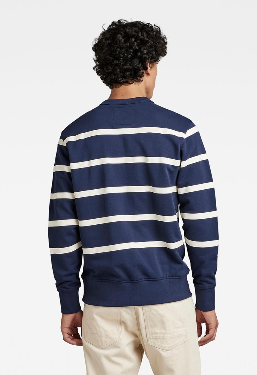G-STAR - Placed stripe sweater - sartho blue/milk stripe