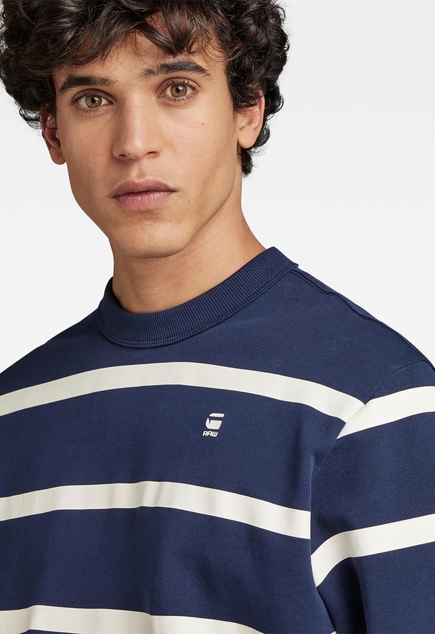 G-STAR - Placed stripe sweater - sartho blue/milk stripe