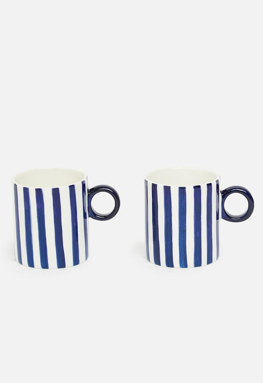 Urchin Art - Matt mug set of 2 - blue and white