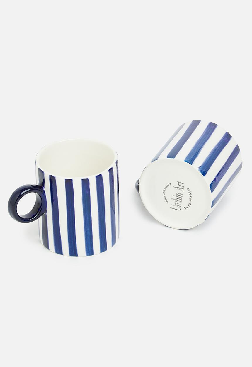 Urchin Art - Matt mug set of 2 - blue and white