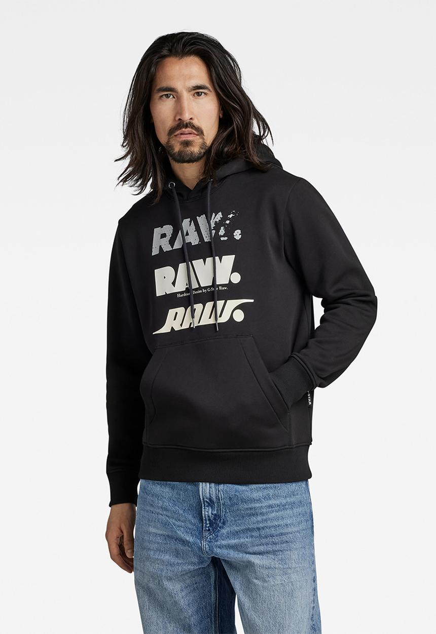 G-STAR - Triple raw. hooded sweater - dk black