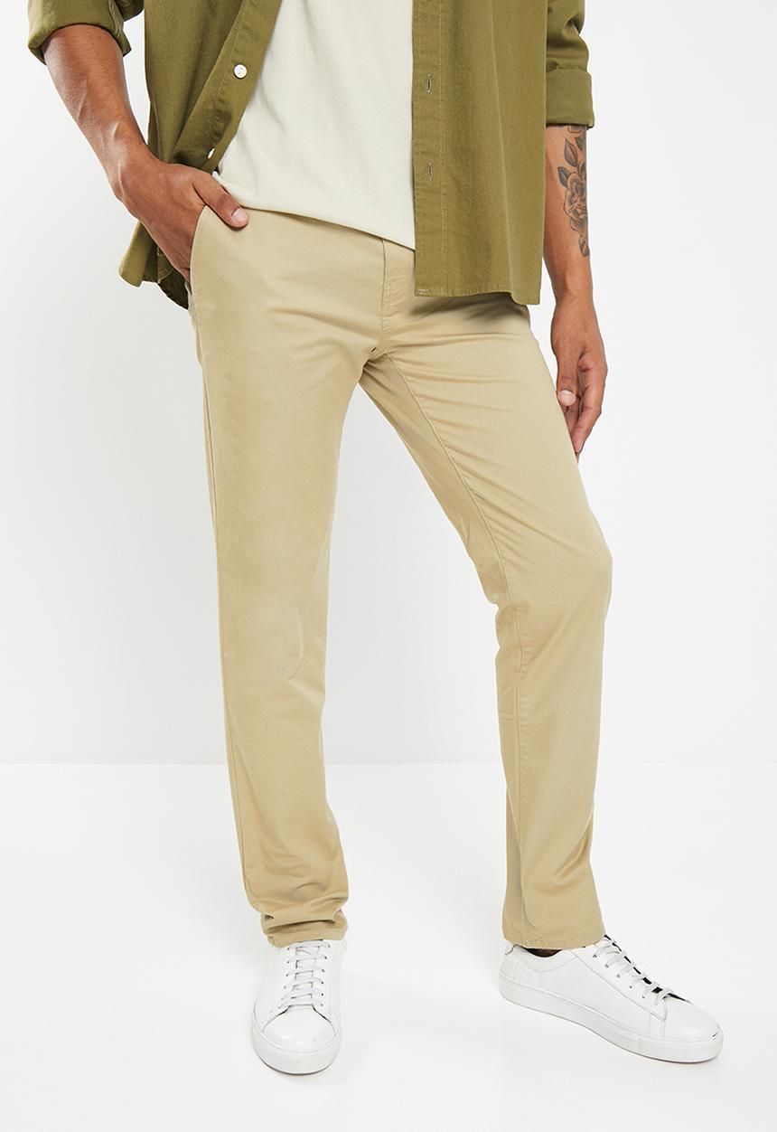 GUESS - Stretch twill slim chino - beige blanco