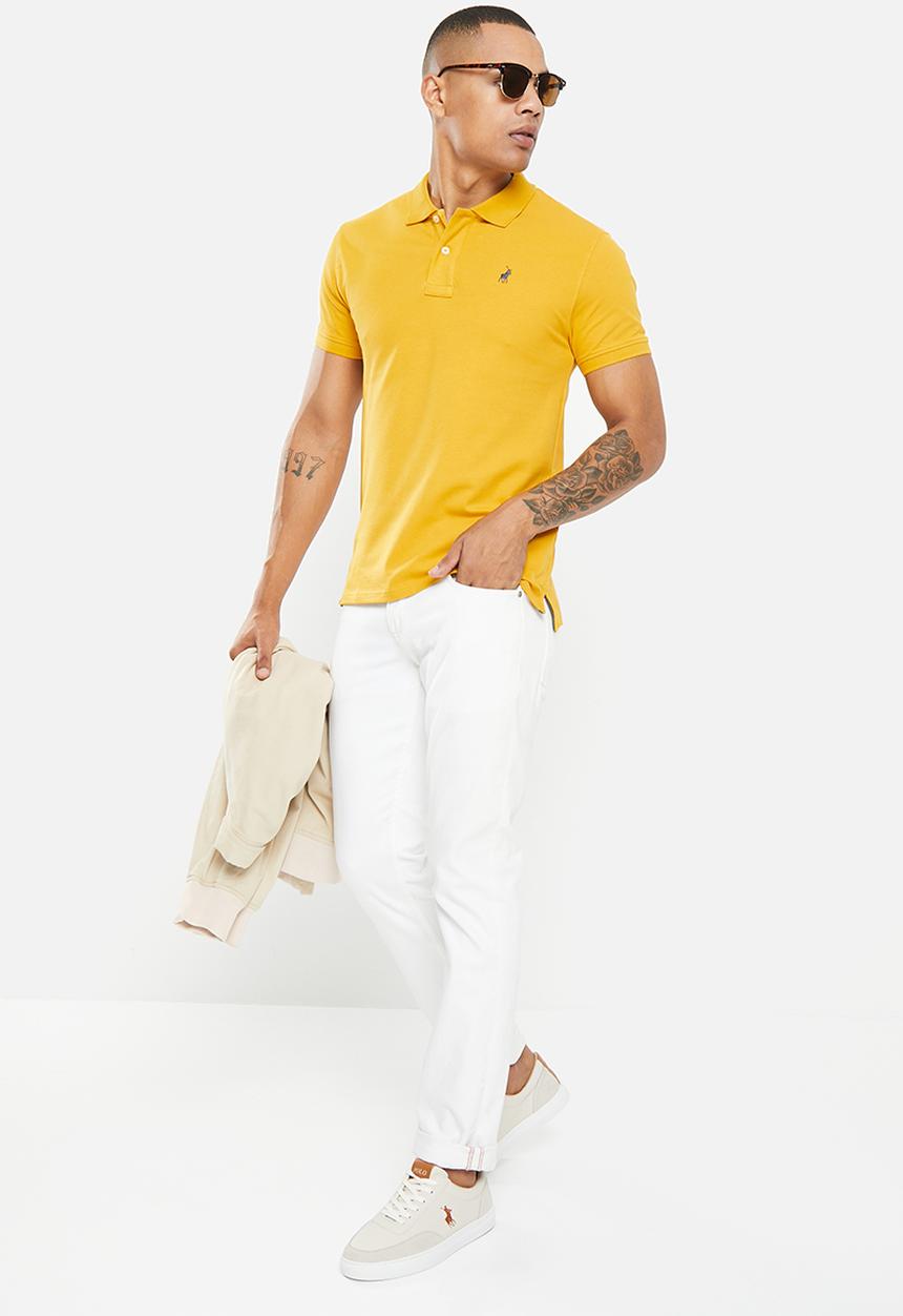 POLO - Men classic pique short sleeve golfer - mustard