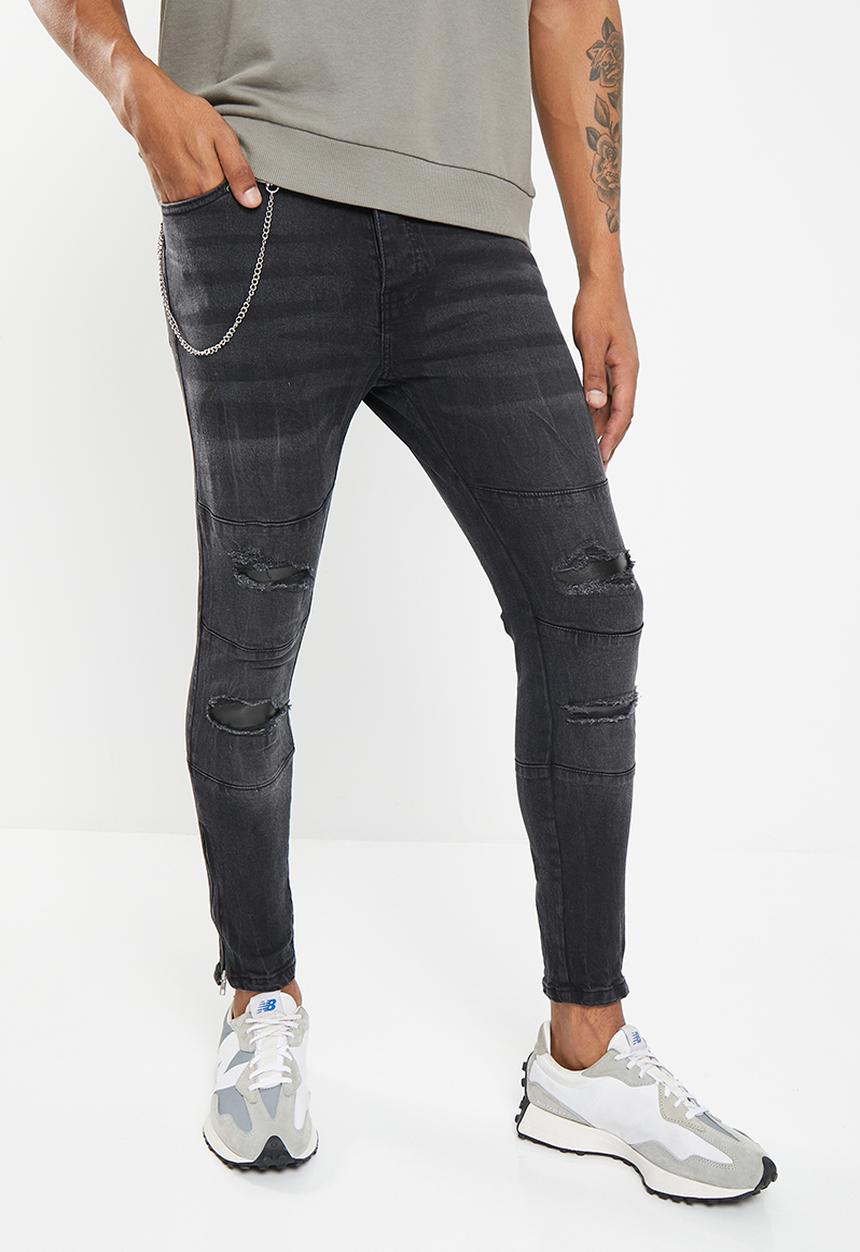 Brave Soul - Mjn lockwood knee panle skinny - black