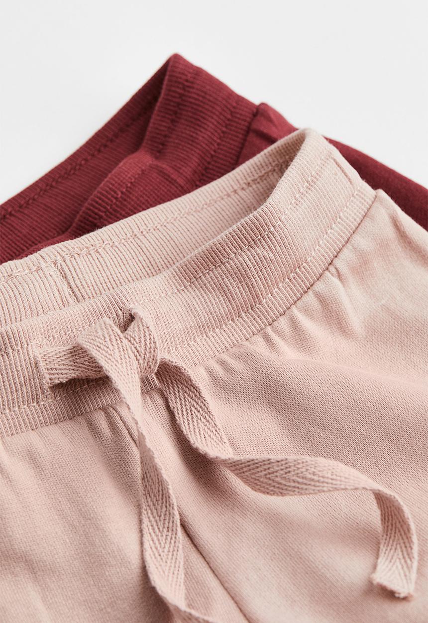 H&M - 2 Pack cotton joggers - light pink/dark red