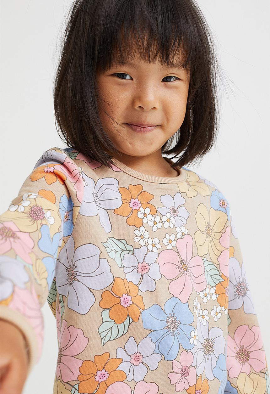 H&M - Cotton sweatshirt - beige/floral
