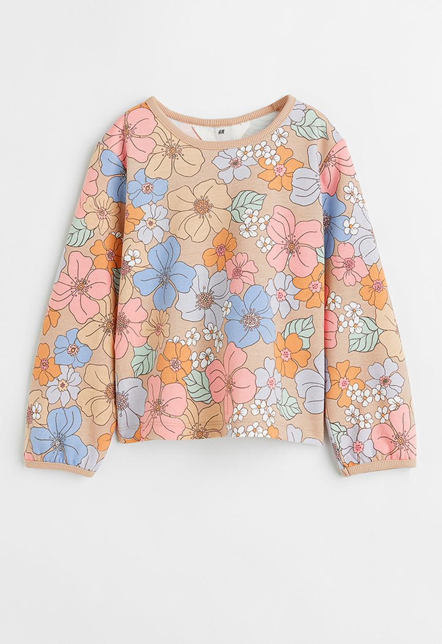 H&M - Cotton sweatshirt - beige/floral
