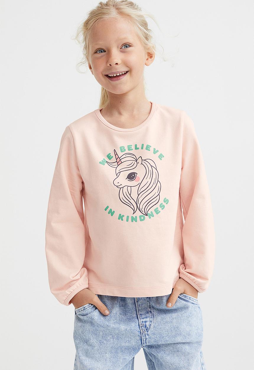 H&M - Cotton sweatshirt - light powder pink/unicorn