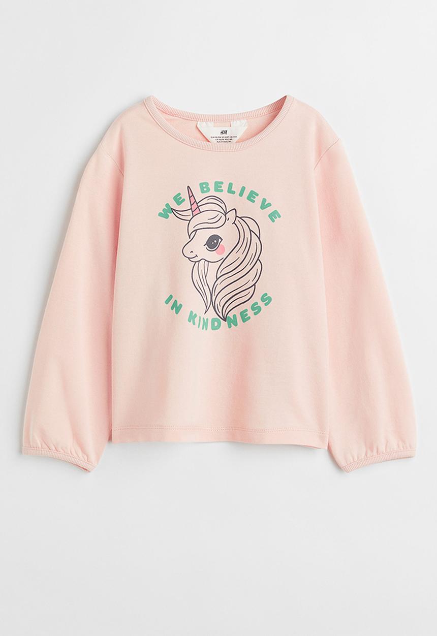 H&M - Cotton sweatshirt - light powder pink/unicorn