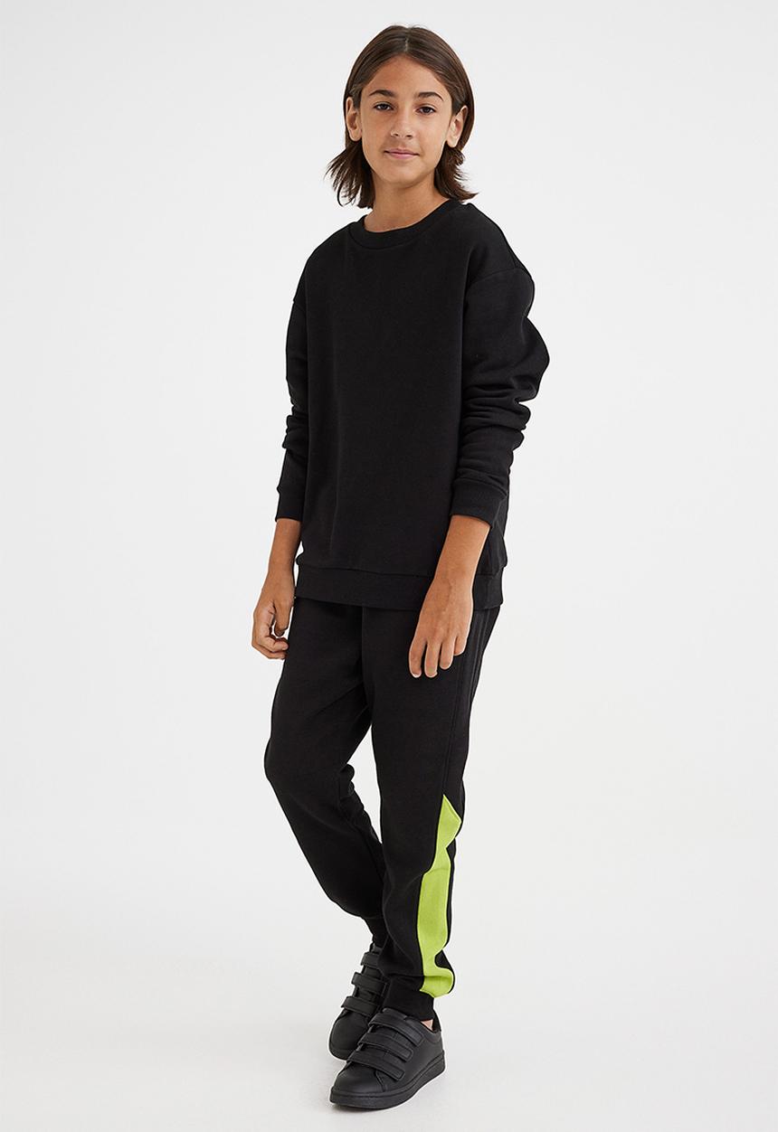 H&M - Sweatpants - black/neon green
