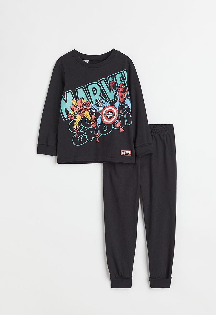 H&M - Foldover-trim pyjamas - dark grey/avengers