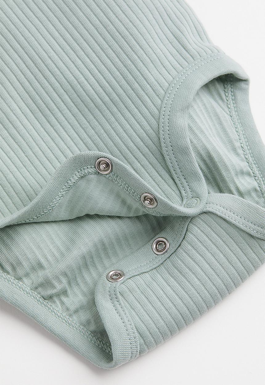 H&M - 3 Pack ribbed bodysuits - mint green/light grey marl