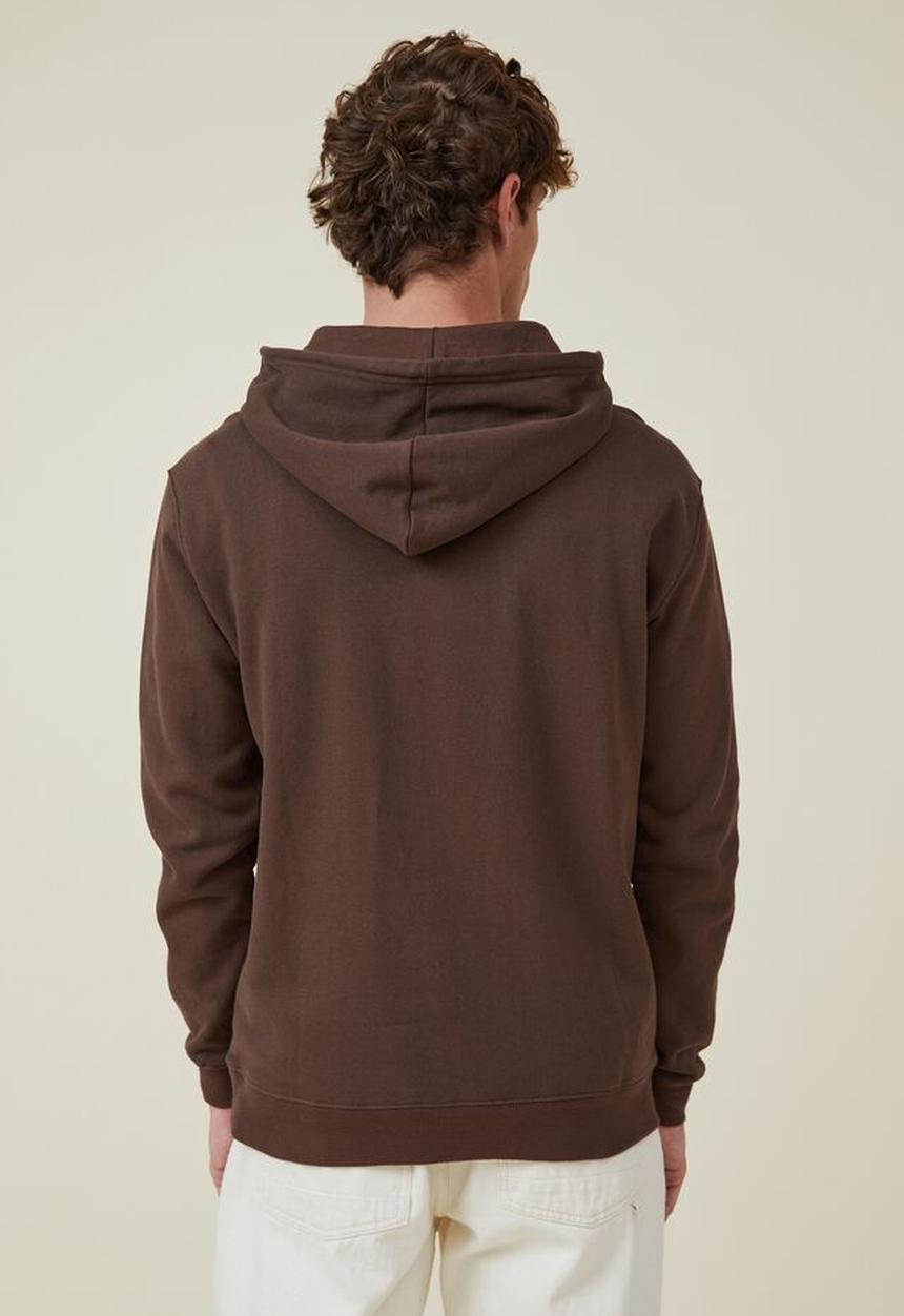 Cotton On - Graphic fleece pullover - washed chocolate/positive optimism