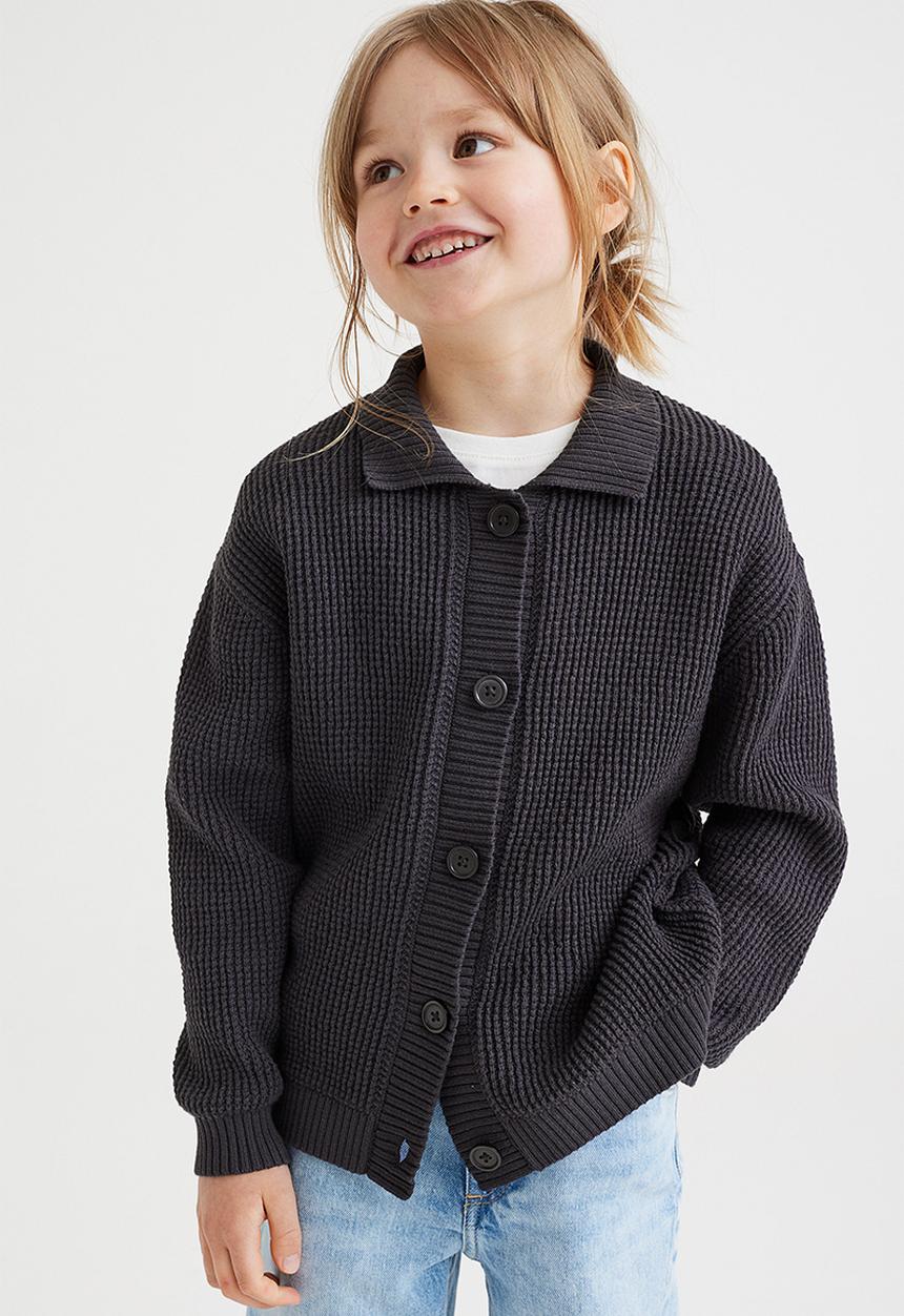 H&M - Cotton collared cardigan - dark grey